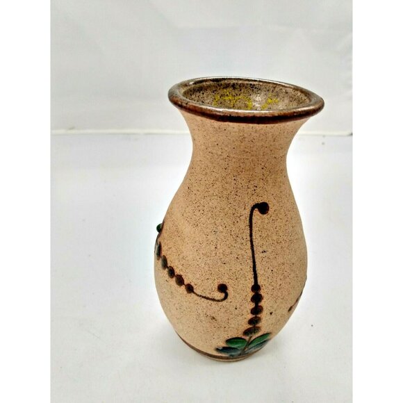 Vintage MEXICAN Tonala CLAY VASE Hand Painted 5 3/4 x 3 1/4" - Picture 4 of 10